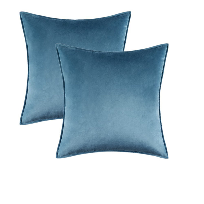  Housse de coussin carré en velours, Bleu eau, H 20 po x l 20 po, Housse de coussin seulement - sans coussin