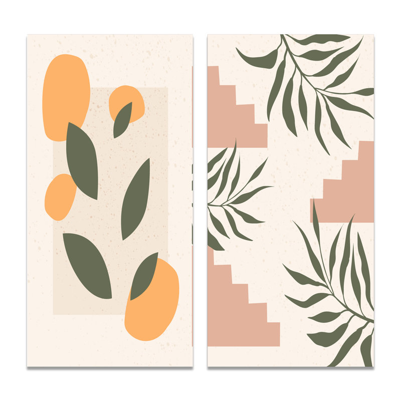 «Minimalistc Plant Silhouettes Still Lifes II», ensemble de 2 impressions, Toile tendue, H 40 po x l 40 po x P 1,5 po