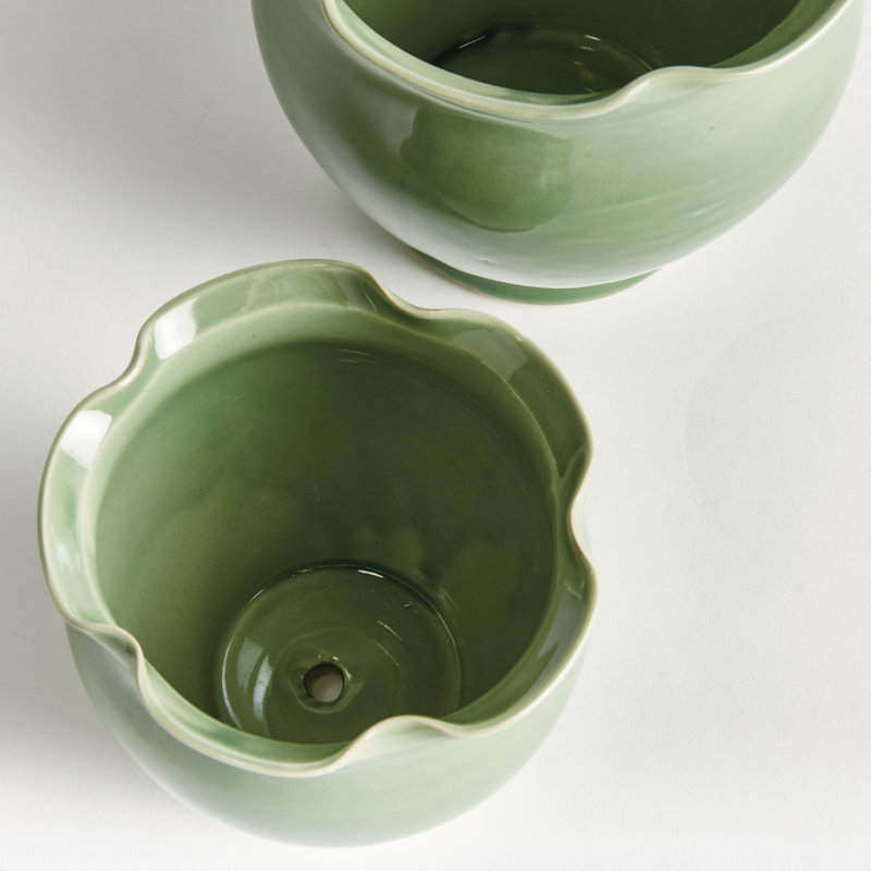 Pot de fleurs en céramique, Vert