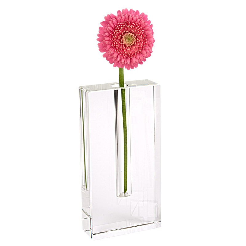 Vase de table en cristal transparent intérieur / extérieur, H 6 po x l 4 po x P 1,63 po