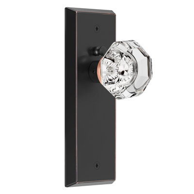 Oil Rubbed Bronze Octagonal Crystal  Privacy Door Knob