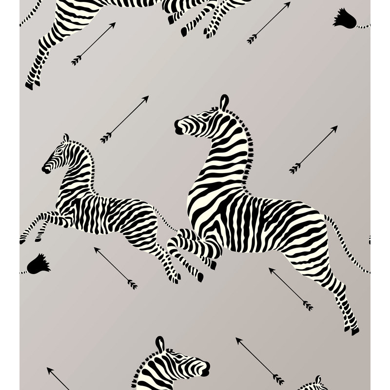 Zebras 15' L x 26" W Wallpaper Roll, Silver