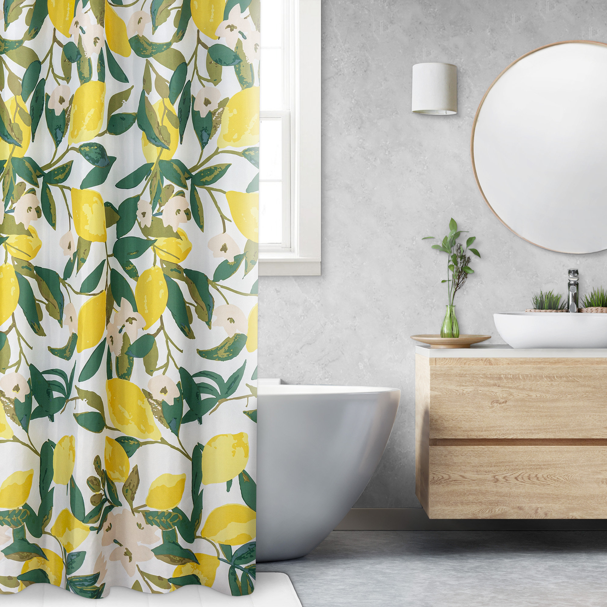 Safdie & Co. Inc. Shower Curtain Woven Printed Fabric Lemons & Reviews