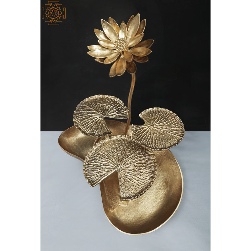 Sculpture lampe tournesol et feuille de lotus