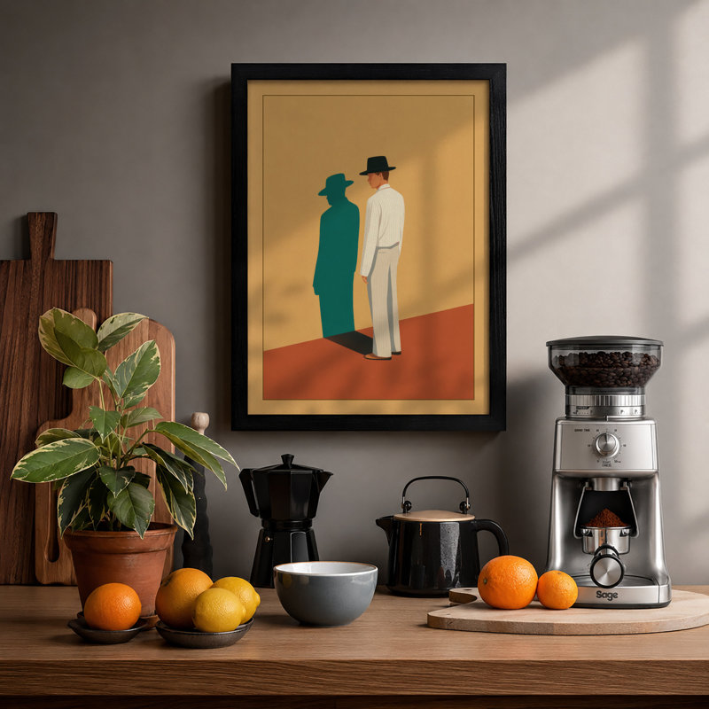 Two Figures In Profile Minimalist - Print, Black, A3 - 42.0 x 29.7 cm