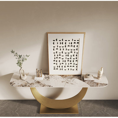 Table de couloir artistique contemporaine avec base flottante incurvée