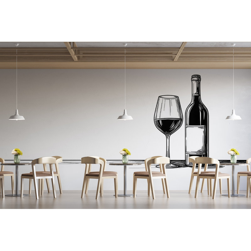 Murale bouteille de vin, art mural de restaurant minimaliste 397Mv, H 24 po x l 13 po