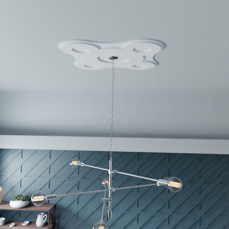Médaillon de plafond contemporain en PVC de qualité architecturale Luna, H 12 po x l 12 po x P 1 po