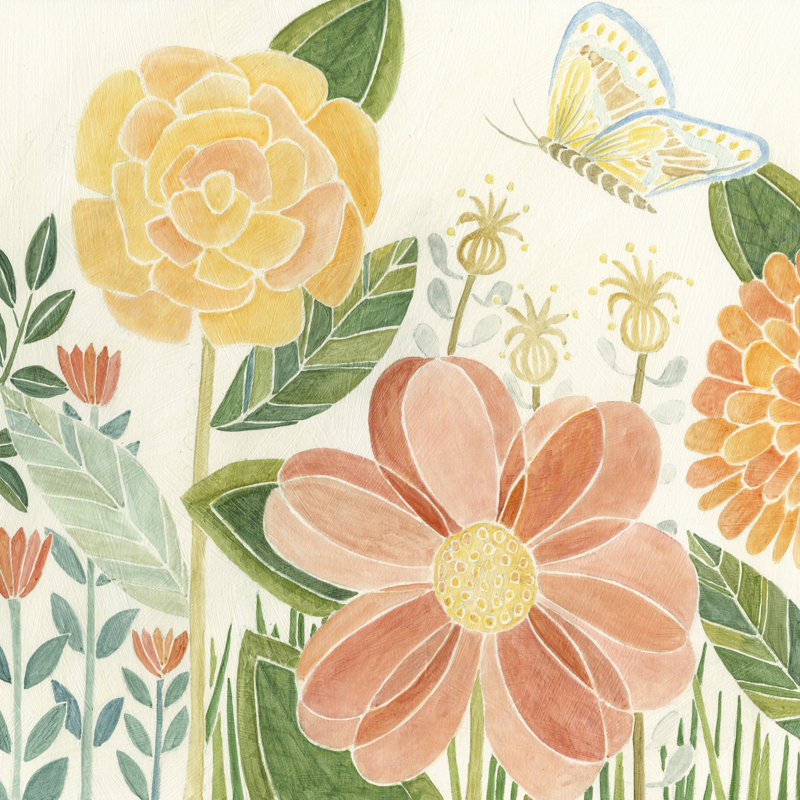 Papillon Garden I by Megan Meagher - Wrapped Canvas Painting, 30cm H x 30cm W x 3.8cm D