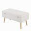 Banc en bois naturel et tissu crème