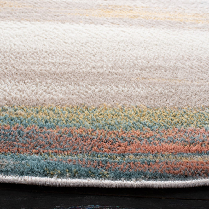 Tapis beige Alichia, Rond 6 pi 7 po