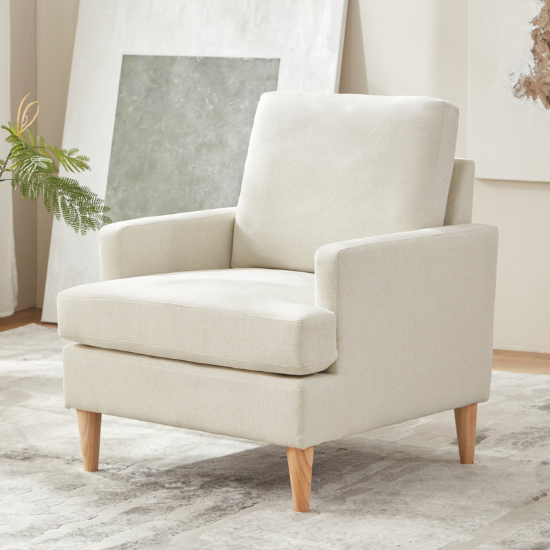 Ensemble de 2 fauteuils avec pieds en bois massif, Beige