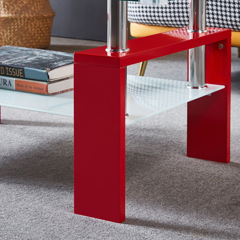 Artisan Rectangle Coffee Table, Double Layer Lower Shelf Storage For Living Spaces