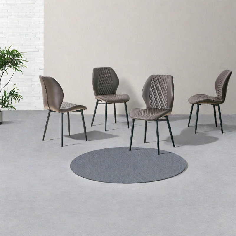 Ensemble de 4 chaises de salle à manger confortables en métal Pu