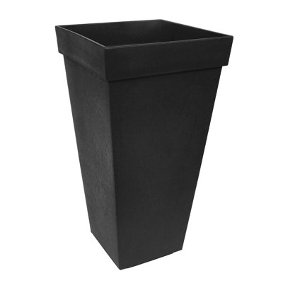 Pot à fleurs carré Tierra Verde Symphony, 15 po de largeur x 28 po de hauteur, noir