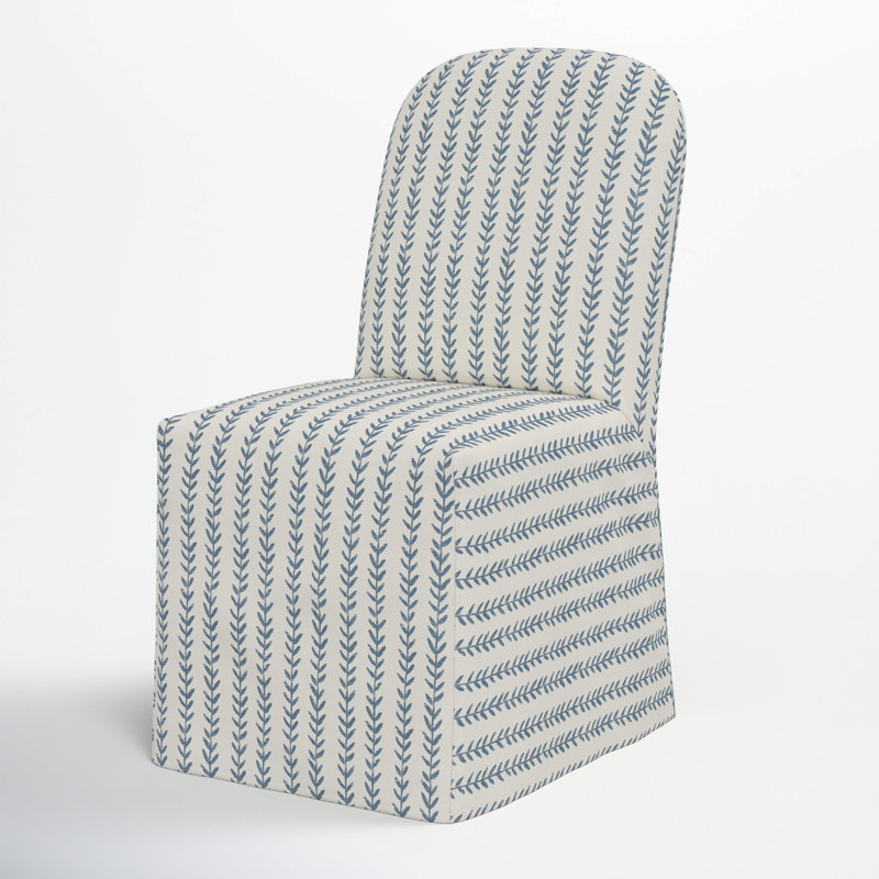 Maggie Slipcover Dining Chair, Vine Stripe Dusty Blue
