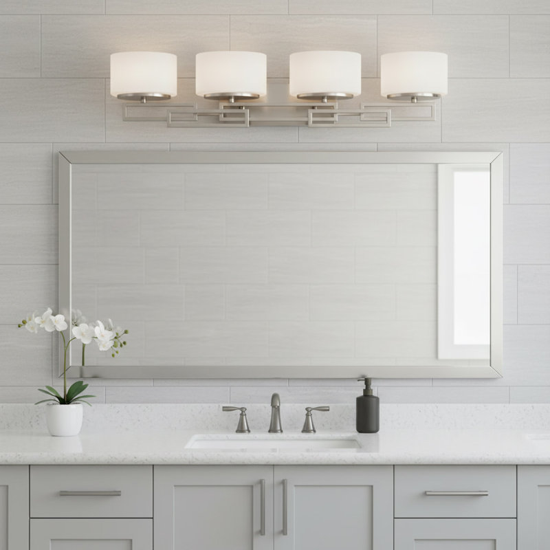 Lanza 4-Light Vanity Light, Antique Nickel, Halogen