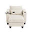 Chaise en velours côtelé beige avec porte-gobelets, compartiments de rangement et organisateurs latéraux multifonctionnels pour petits espaces