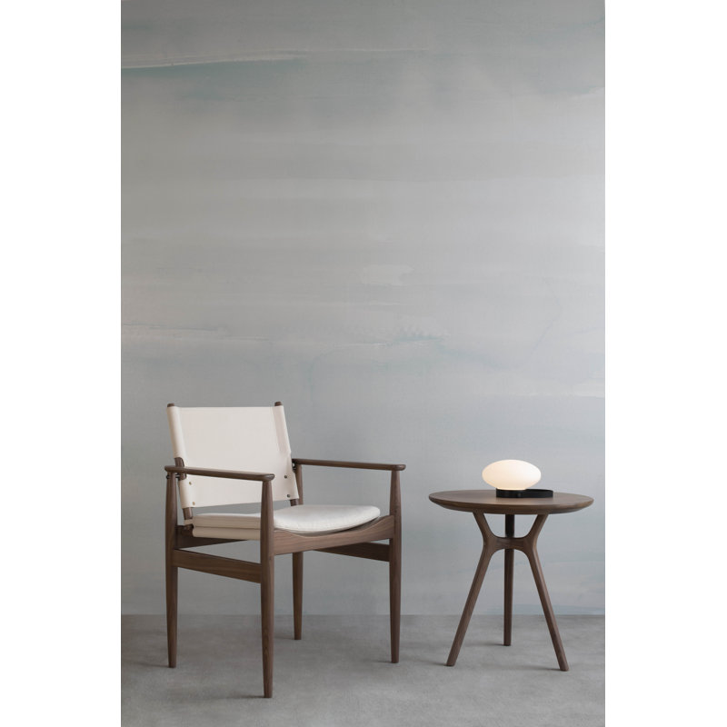 Journey Upholstered Arm Chair, Canvas Natural, Natural Walnut