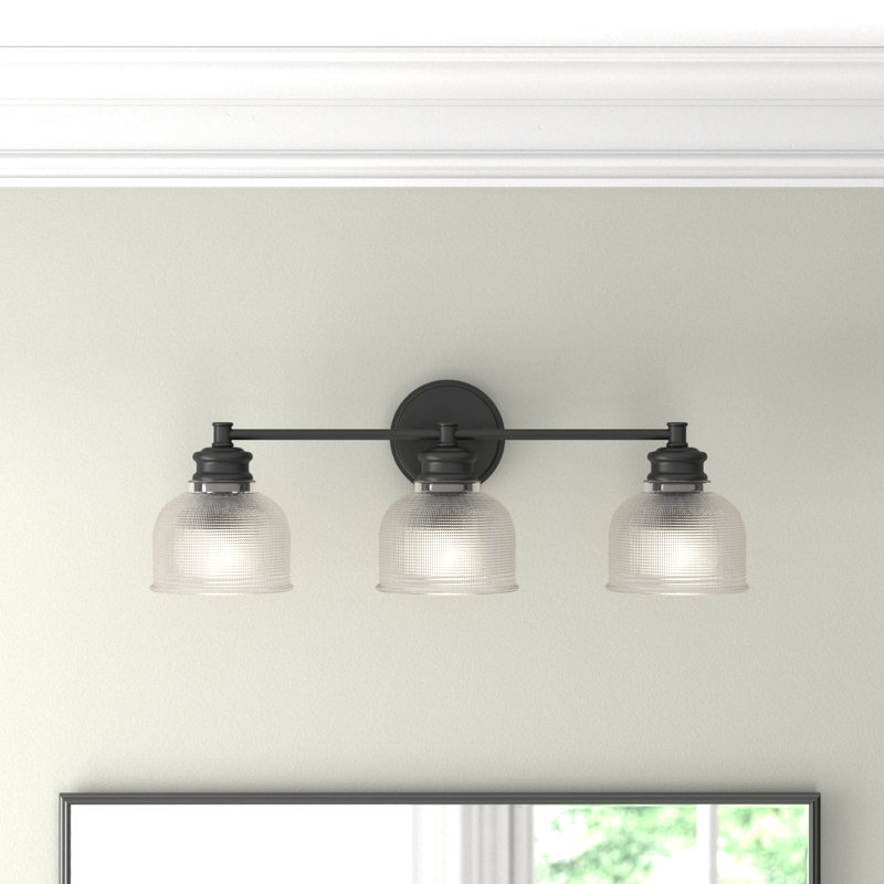 Matte Black 3-Light Vanity Fixture with Clear Glass Shades