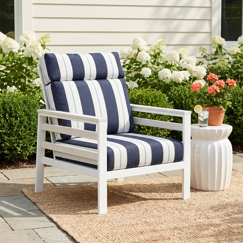 Townsend Metal Outdoor Lounge Club Chair With Sunbrella Cushion