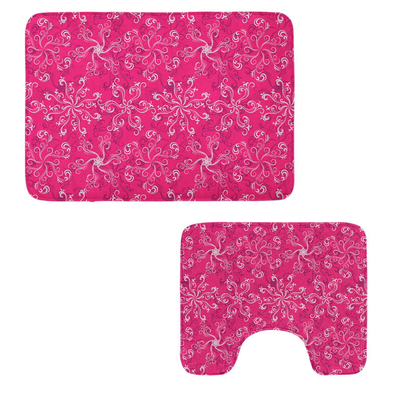  Ensemble de tapis de salle de bain Hot Pink 2 pièces
