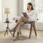 Modern Linen Upholstered Accent ArmChair with Solid Wood Legs and Padded Armrests-1478444046
