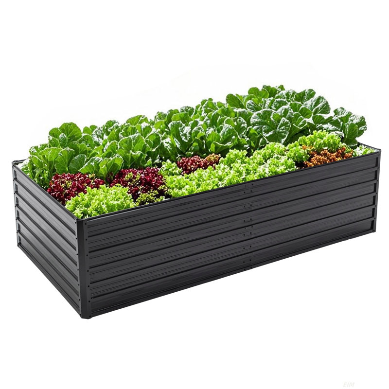 4x3x1ft Metal Raised Garden Bed,Deep Root Outdoor Galvanized Planter Box,Patio Kit Planting Beds for Vegetables Flowers Herb,Black