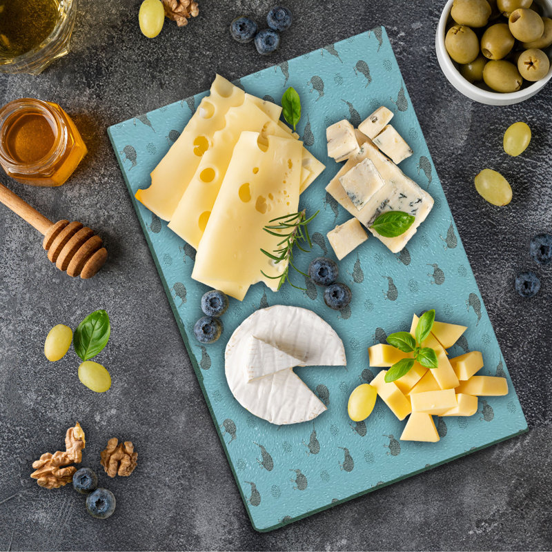 Planche à découper en verre trempé gris et bleu Ambesonne