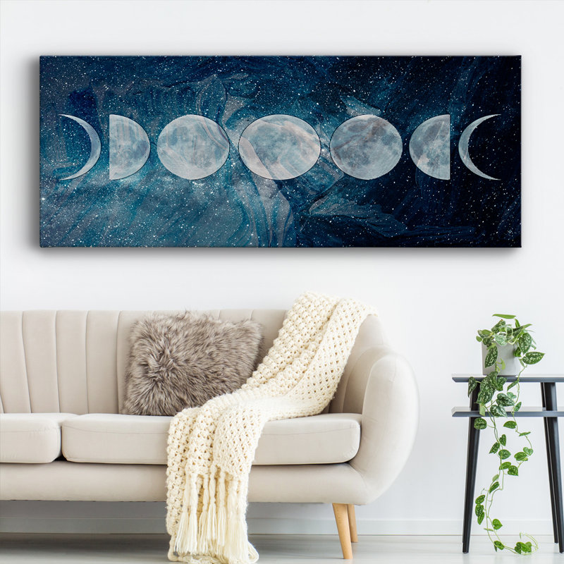 Phases de lune - reproduction sur toile tendue, H 20 po x l 50 po x P 1,5 po