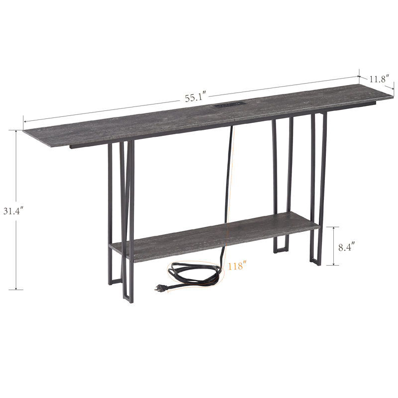Pumphrey Unfinished TV Stand for TVs up to 43", 55.1" W, Charcoal Gray