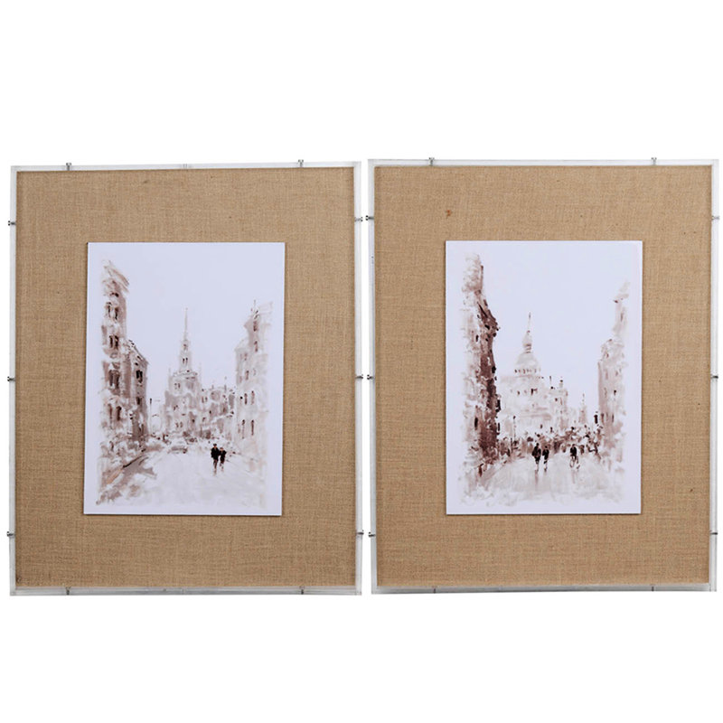 Reproduction d'aquarelle 24 x 30 "European Watercolorframed