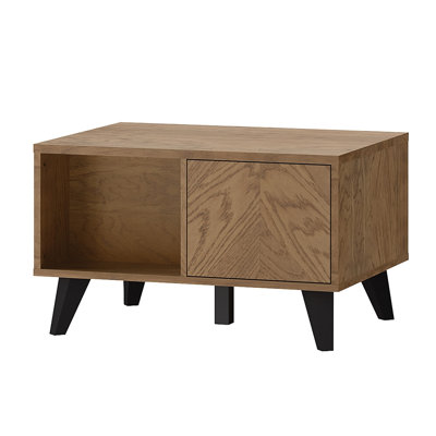 Stina Manufactured + Solid Oak Wood 1-Drawer Coffee Table