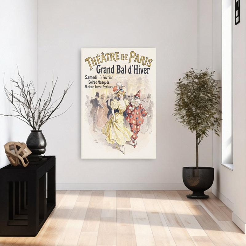 «Belle Epoque Masked Ball Elegant Retro Vintage Winter», reproduction d'art murale, H 48 po x l 32 po