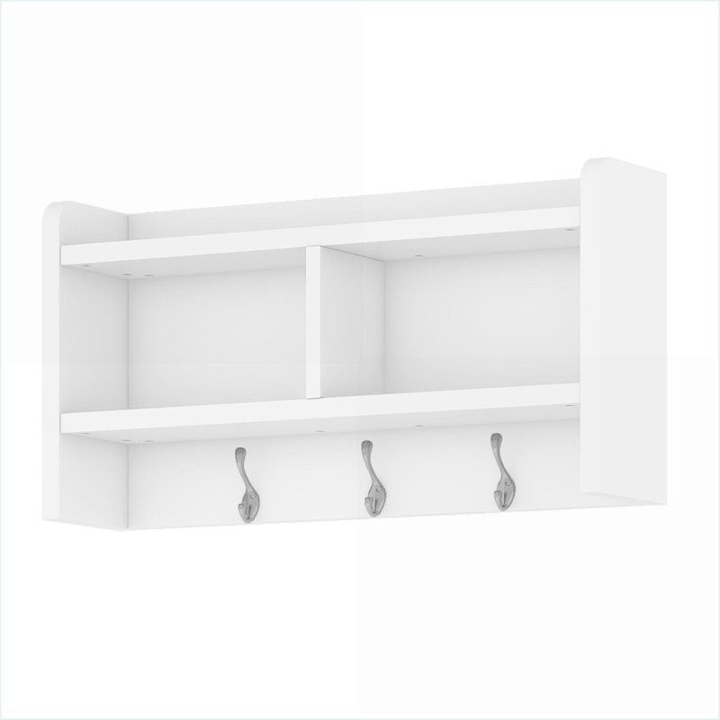 Hall Tree 4-in-1 Detachable with Storage, 7 Hooks &amp; Shoe Bench | White | Particle Board+MDF, White