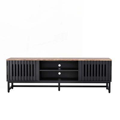 Wood Console Table with 3 Shelves,Metal Leg