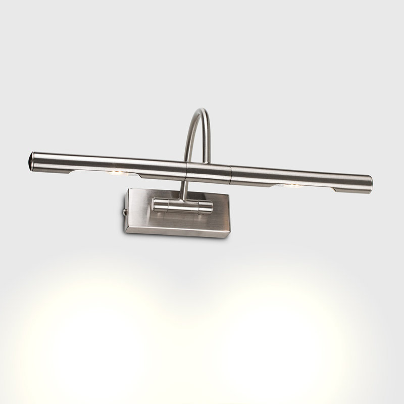 Capri 2 -Light Hardwired Wall Mounted Picture Light, Brushed Chrome