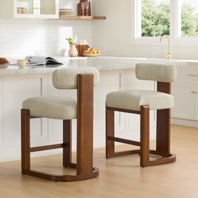 Tabouret de comptoir rembourré en bois massif