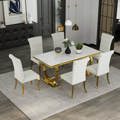 Ensemble de table de salle à manger avec 6 chaises Boucle
