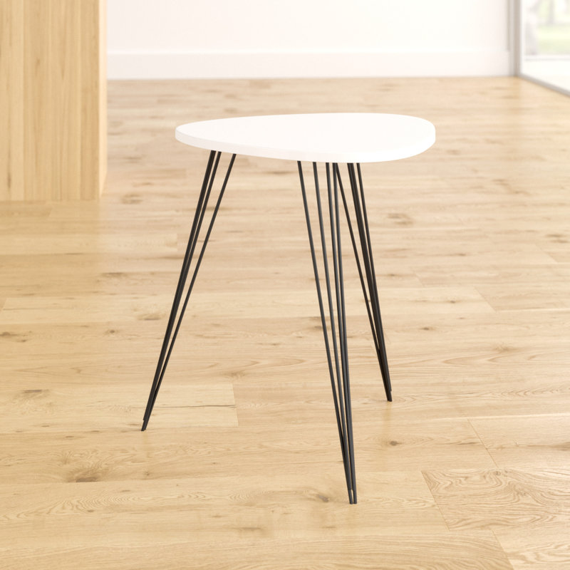 Pinheiro 3 Legs End Table, White / Black