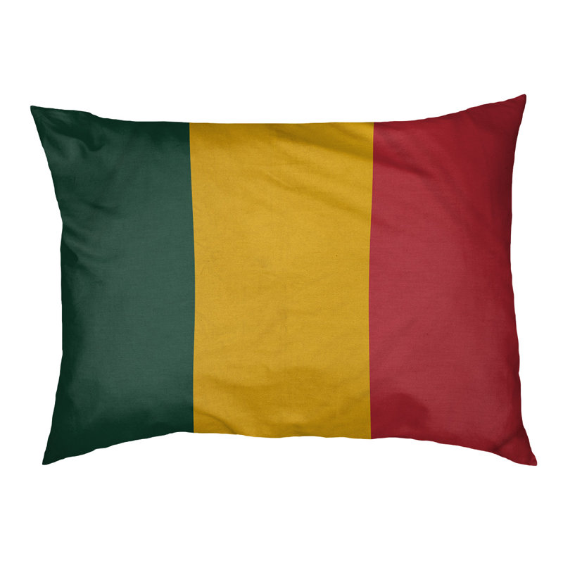 Coussin rectangulaire designer Los Angeles Anaheim, Moyen (L 30 po x l 40 po), Vert forêt / or récolte / rouge fer