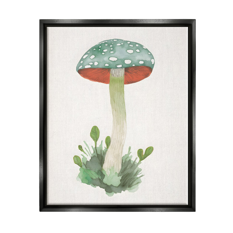 Bb-062-Floater Spotted Aquarelle Champignon, reproduction sur toile, Cadre flottant noir de jais