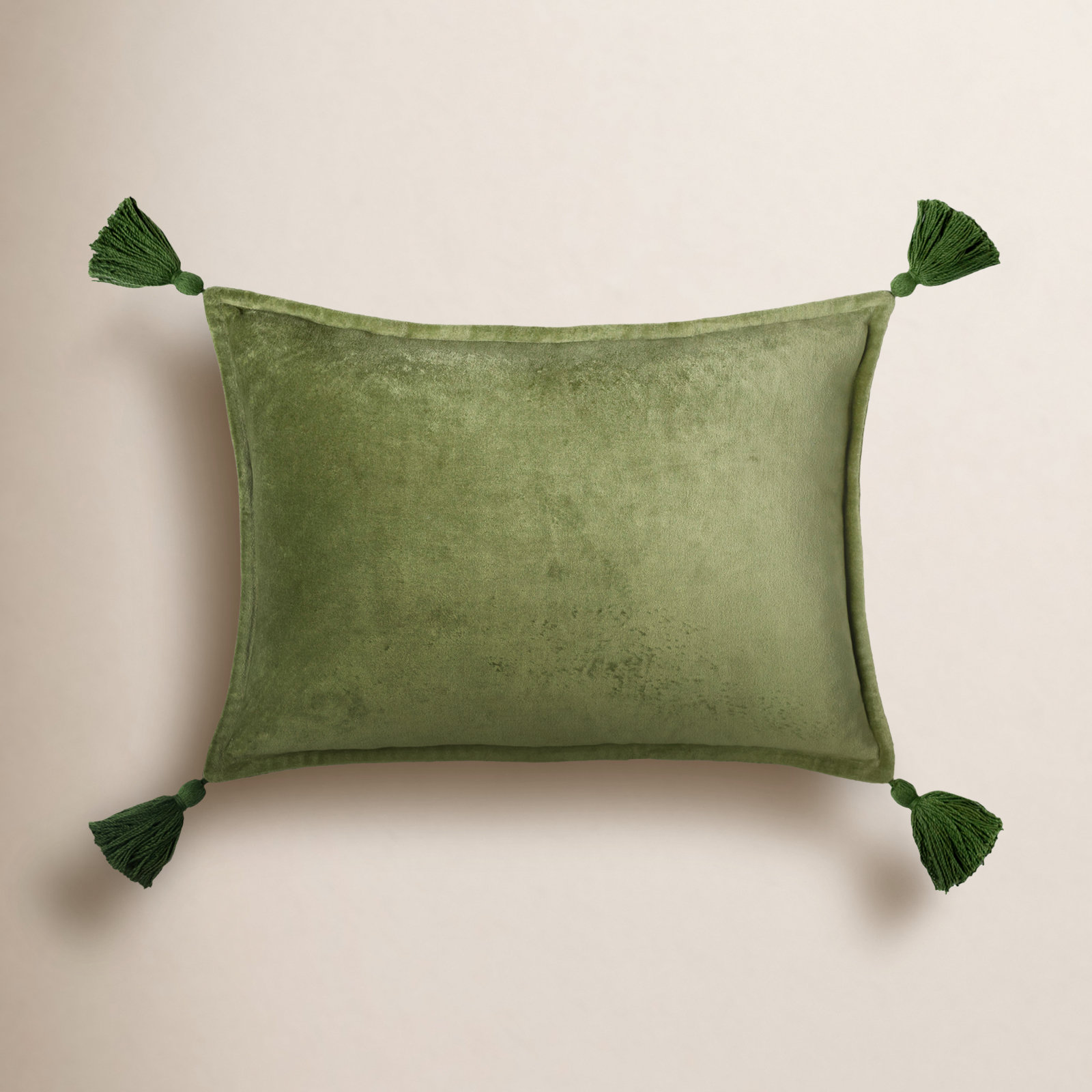 Norwin Tassels Cotton Lumbar Throw Pillow, Polyester/Polyfill, Grass Green