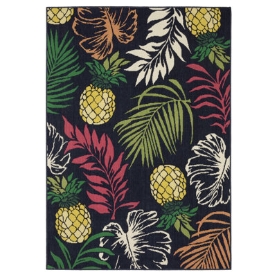 Sherley Tropical Botanical Navy/ Multi Indoor-Outdoor Area Rug