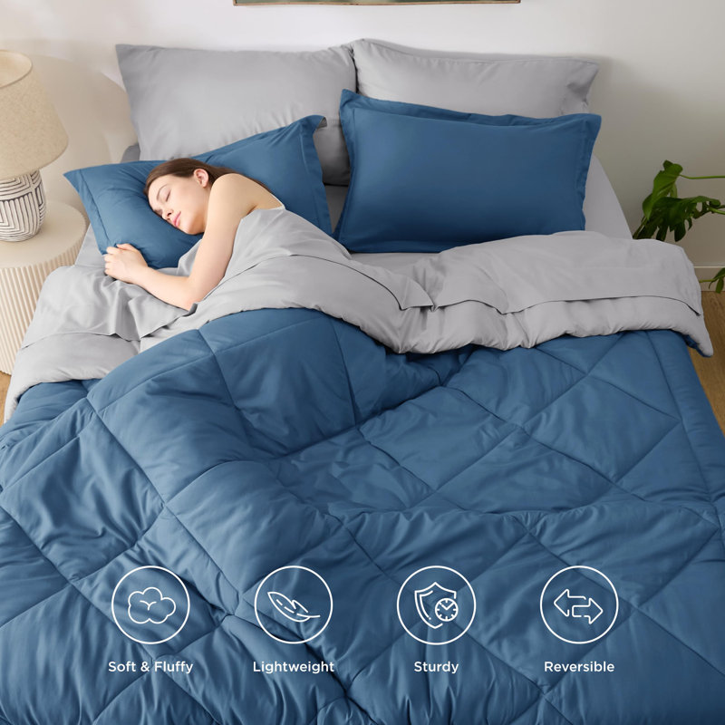 Best Seller Bedsure Comforter Set Reversible Bedding for All Seasons-89GSM, Queen Comforter + 4 Additional Pieces, Brown