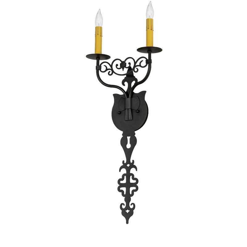 Merano 2 - Light Candle Wall Light, Old Wrought Iron