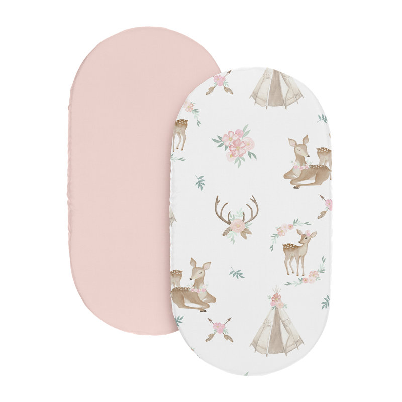Ensemble de 2 draps-housse pour bébé cerf à motif floral par Sweet Jojo Designs