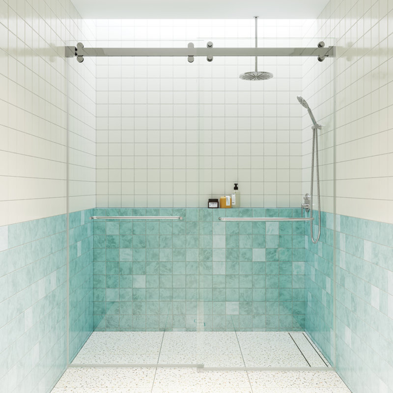Polaris 60 in. x 78 in. Fully Frameless Sliding Bypass Shower Door, Polished Chrome