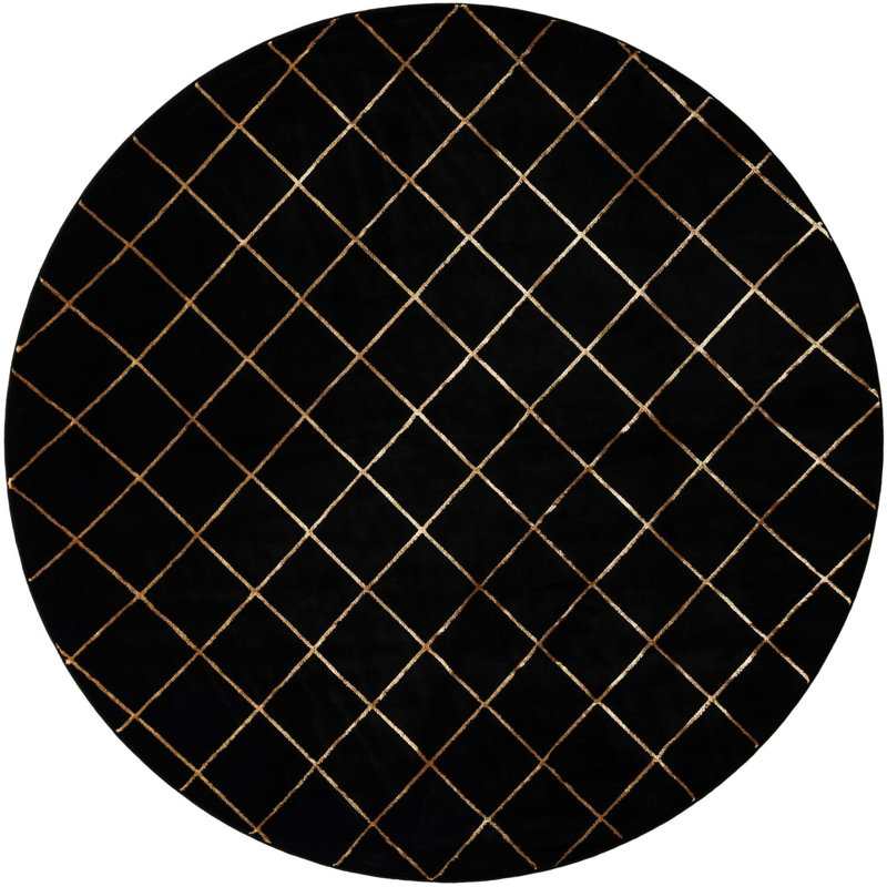 Étowah contemporain noir et doré, Rond 10 pi