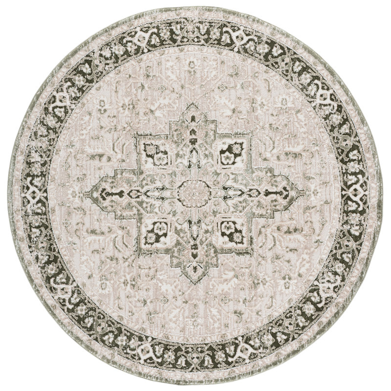 Lunara Power Loom Polyester; Jute/Sisal; Polypropylene Plastic Oriental Indoor Rug, 6'-7" x 6'-7" Round